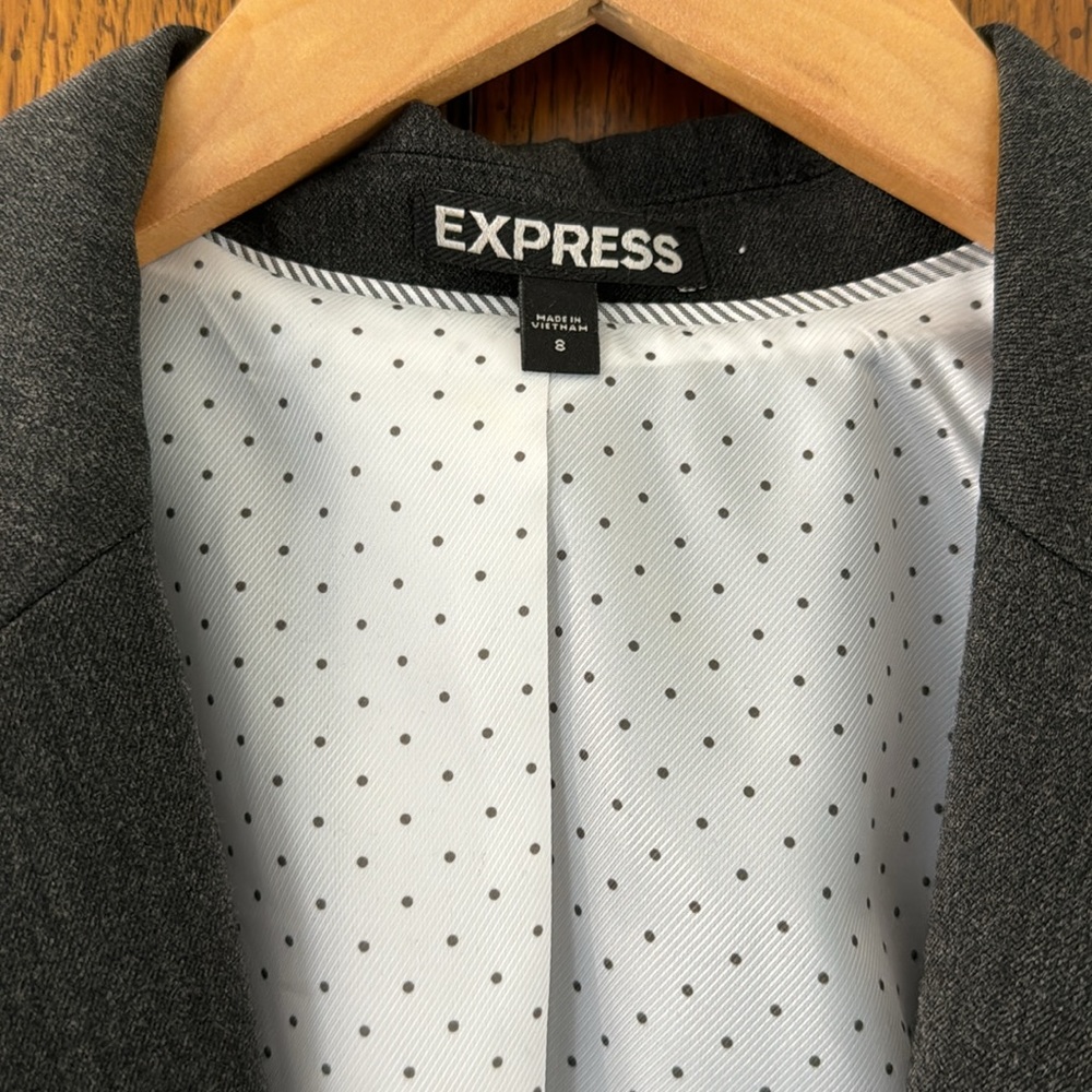 Express One Button Charcoal Blazer Size 8 - image 2